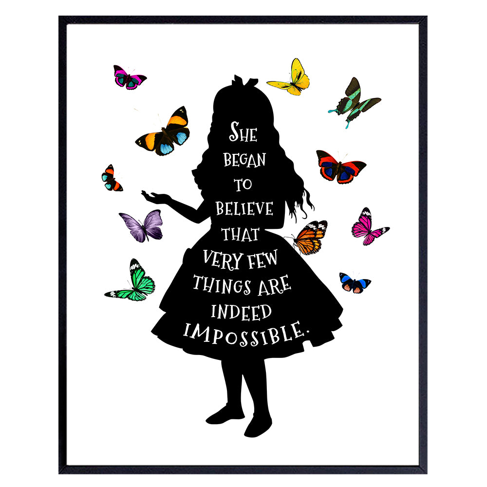 Alice Wonderland Decor - Inspirational Posters, 8x10 - Inspiring Sayings for Wall Decor - Uplifting Encouragement Gifts for Women, Girls Room Decorations - Motivational Positive Quotes Wall Art