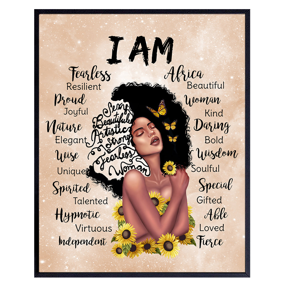 Black Girl Magic Positive Affirmations Wall Art - Black women Women&