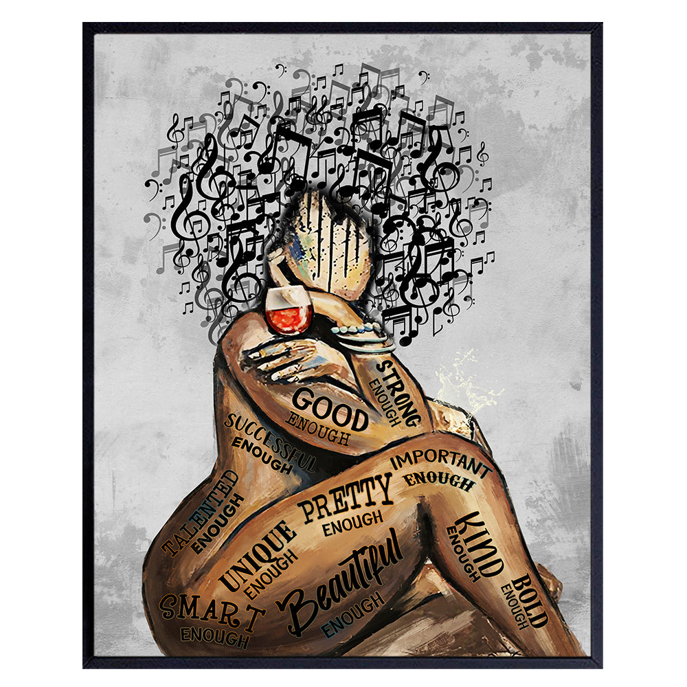 Black Wall Art &amp; Decor - African American Women Woman Girls - Afro Girl - Inspirational Gifts - Positive Quotes - Positive Affirmations - Motivational Posters - Bedroom, Living Room, Home Office