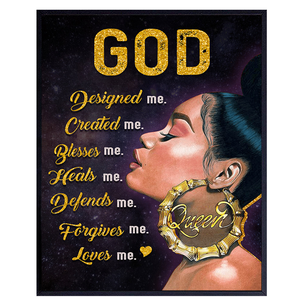 Black Art for Black women - spiritual Gifts, Christian Gifts for African Americans - religious Wall Decor - Black Girl Wall Art &amp; Decor - God Wall Art - positive Wall Art - Inspirational Posters