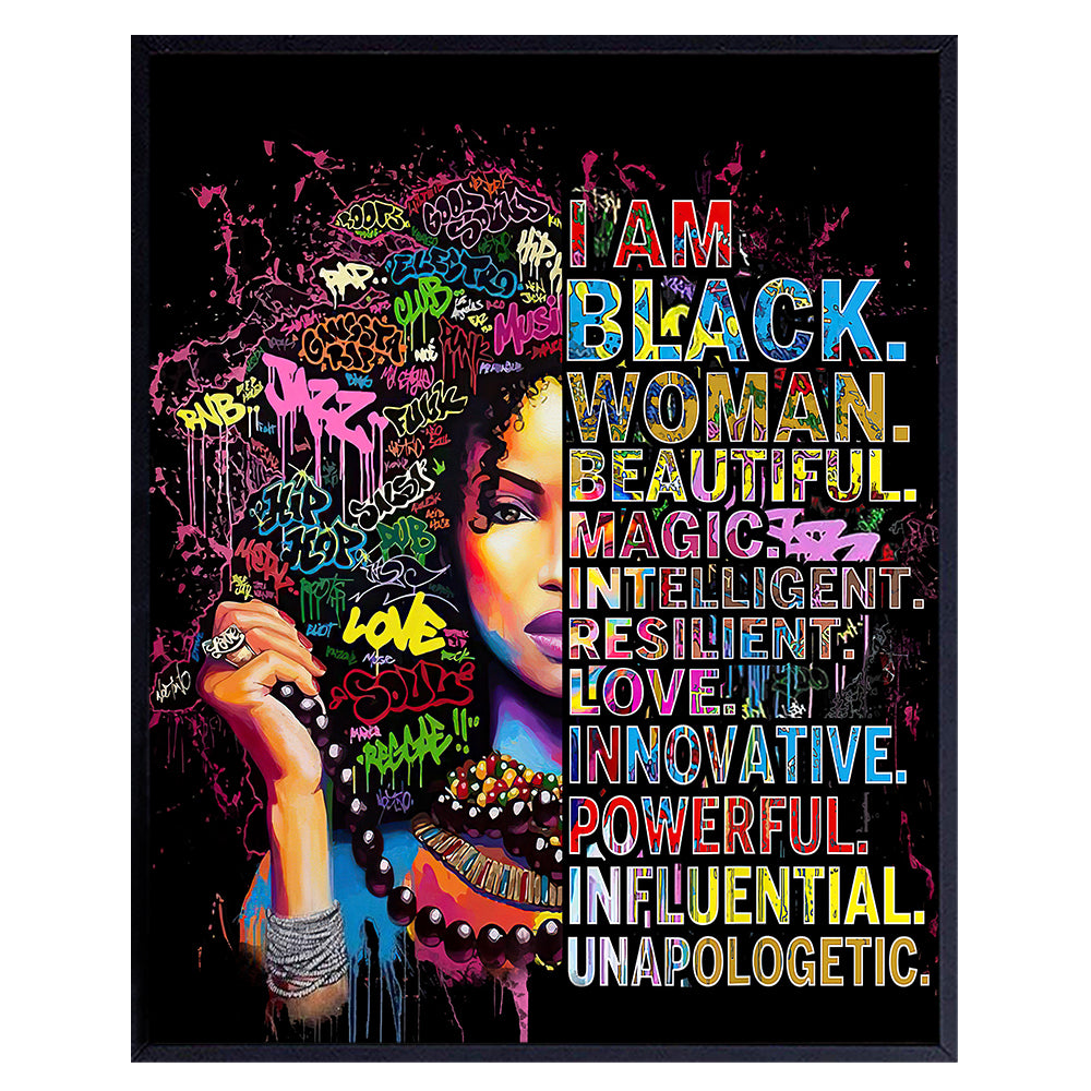Black Wall Art - African American Wall Art - Black Woman Poster - African American Women, African American Woman, Black Women - Empowered Women - Motivational Wall Decor - Afro-American Wall Art
