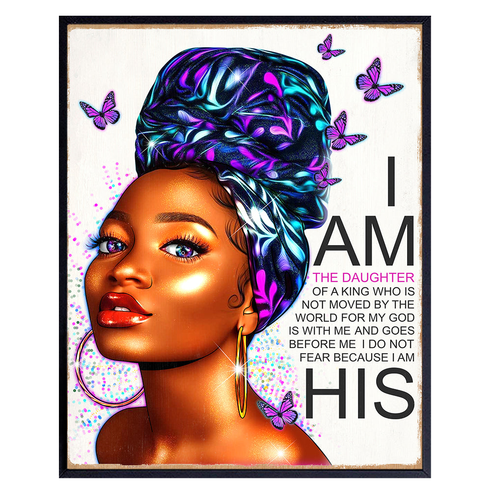 spiritual African American Wall Art - Scripture Motivational poster Bible Verse Wall Art - Religious Wall Decor - Christian Gifts for Black women, Girl - Women&