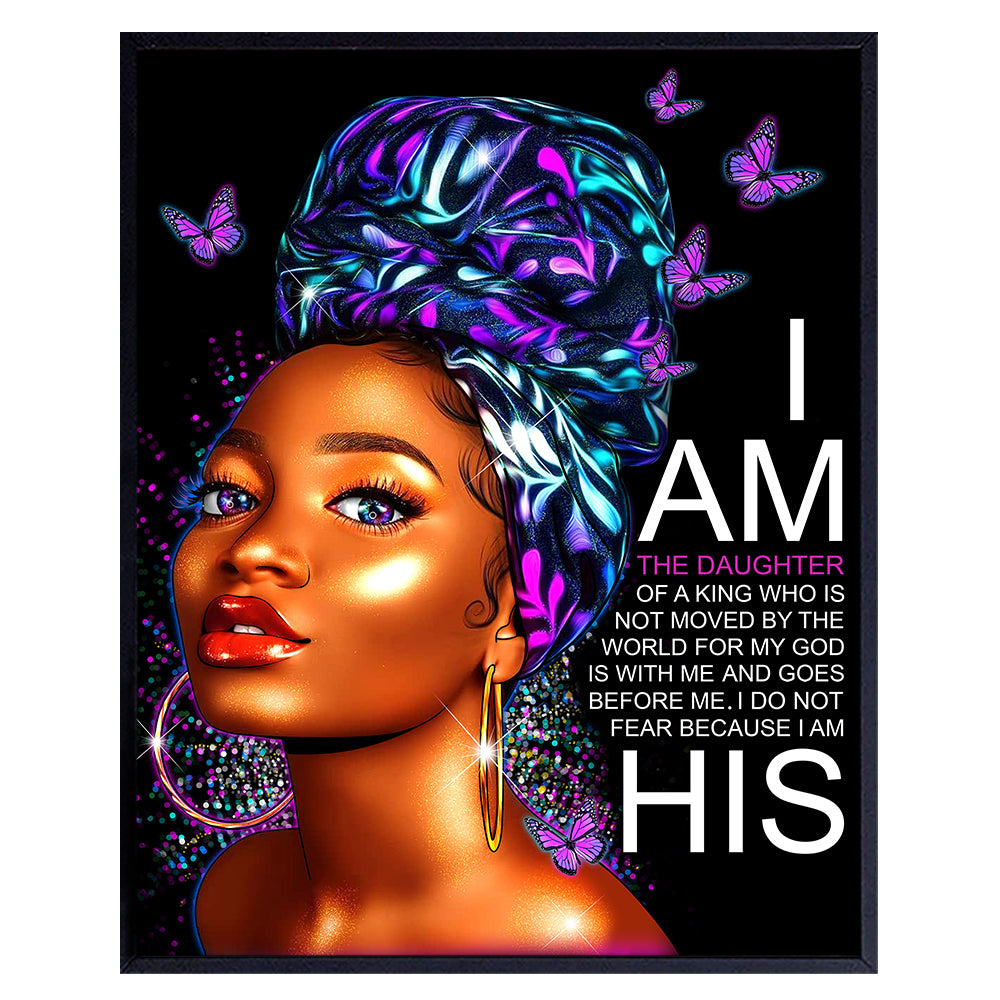 African American Wall Art - spiritual Scripture Motivational poster - Religious Wall Decor- Christian Gifts for Black women, Girl - Inspiration Women&