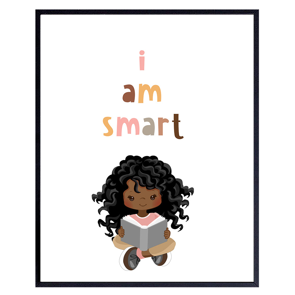 African American Girl - African American Wall Decor - Black Wall Art - Inspirational Quotes - Little Girls Bedroom Wall Decor - Positive Affirmations Wall Decor - Cute Baby Nursery Decoration