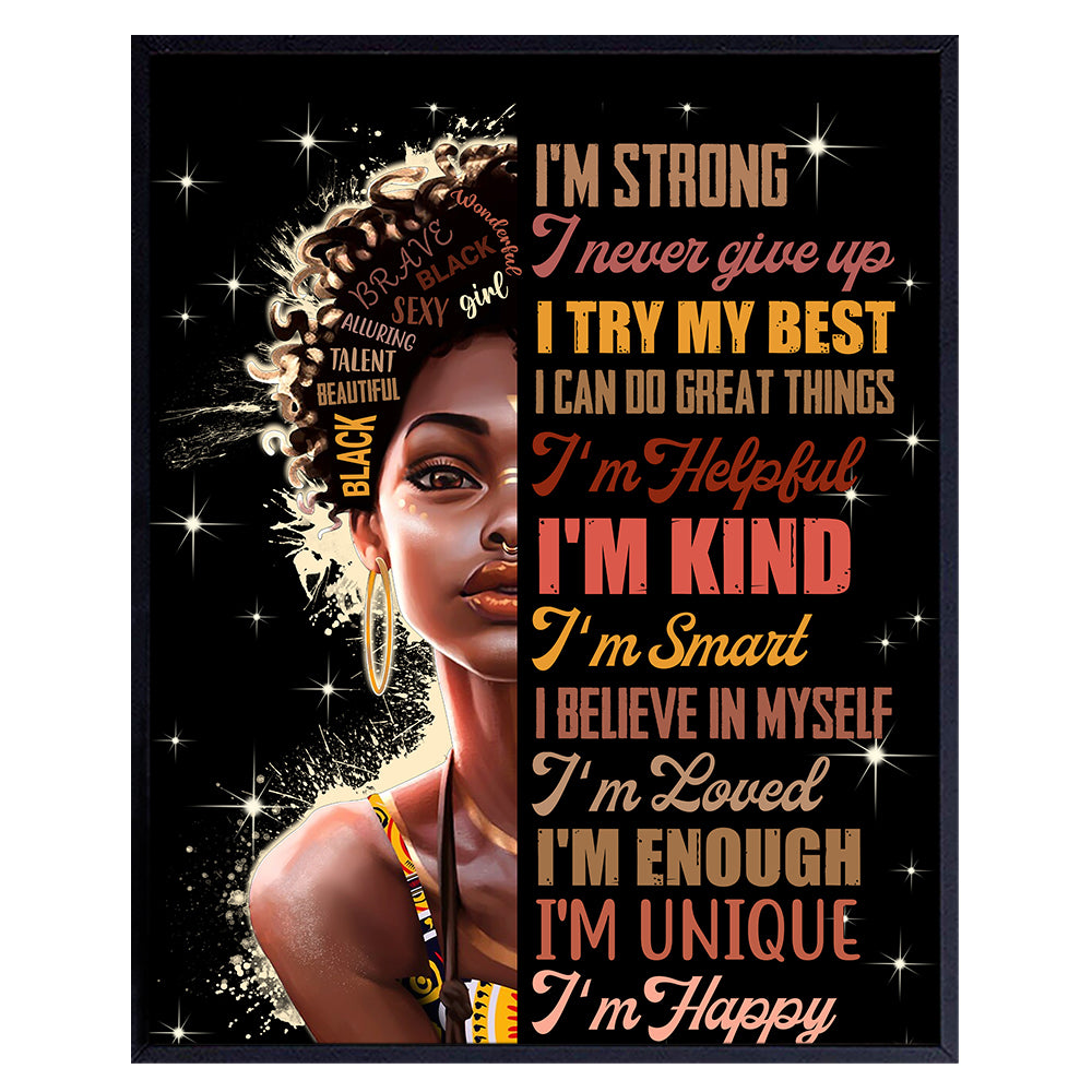 Black Art for African Americans - African American Wall Art Motivational poster - Afro Black Woman Gift - Black Girl Magic - Women&