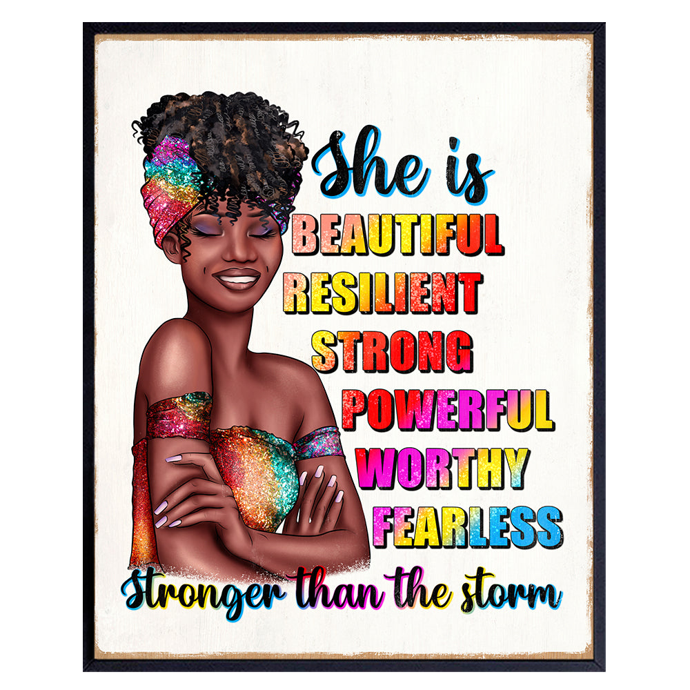 Black women Inspirational Wall Decor - Motivational Wall Art for Black Girl, Woman, Teen - Encouraging positive Quotes Wall Decor - Black Pride Women&