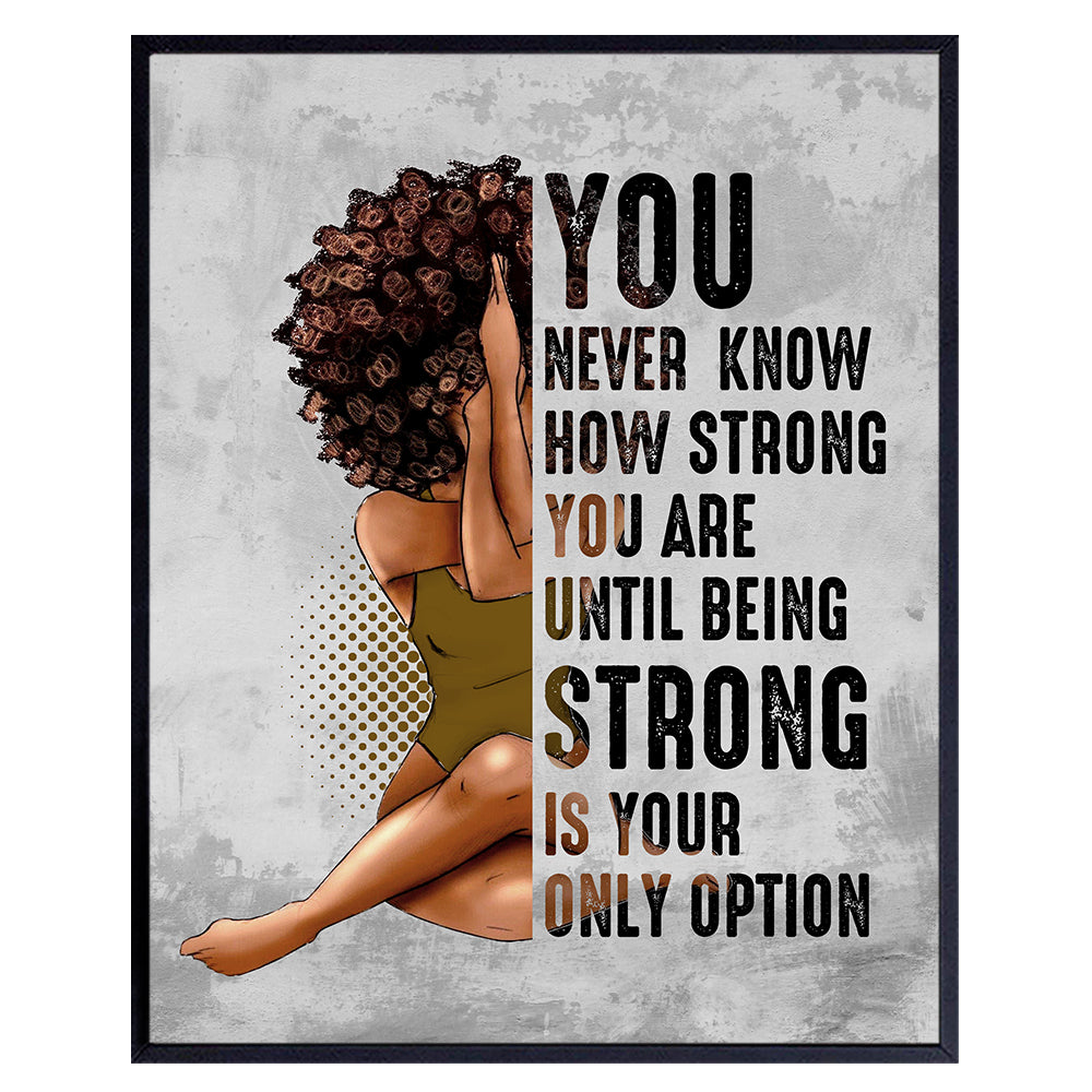 Inspirational African American Wall Art &amp; Decor - Black Art - Encouragement Gifts for Women Woman - Uplifting Positive Quotes - Afro Girl - Motivational Posters - Bedroom Living Room Home Office