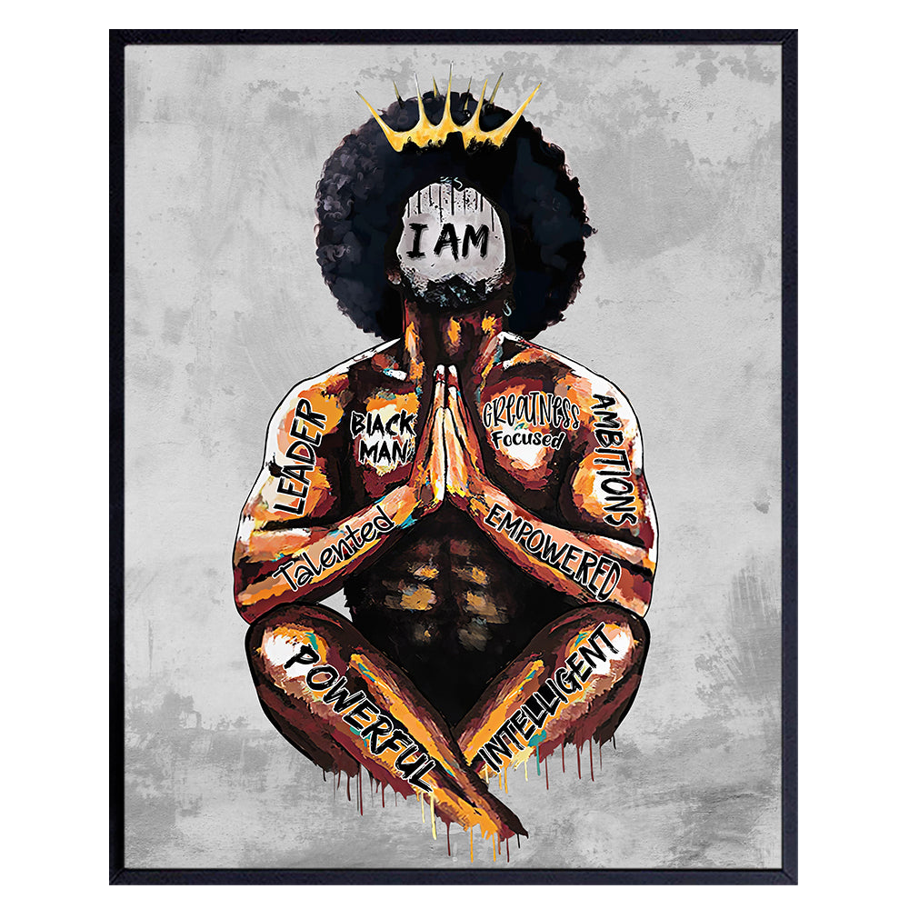 Black Art &amp; Decor - African American Wall Art - Inspirational Positive Quotes Poster - Motivational Encouragement Gifts for Men - Positive Affirmations Picture - Home Office Man Cave Boys Bedroom