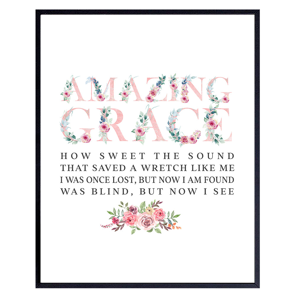 Amazing Grace Wall Art &amp; Decor - Positive Quotes Wall Decor - Encouraging Gifts for Women - Faith Wall Art - Christian Motivational poster - God Wall Decor - Inspiration Wall Sayings - Religious Gifts
