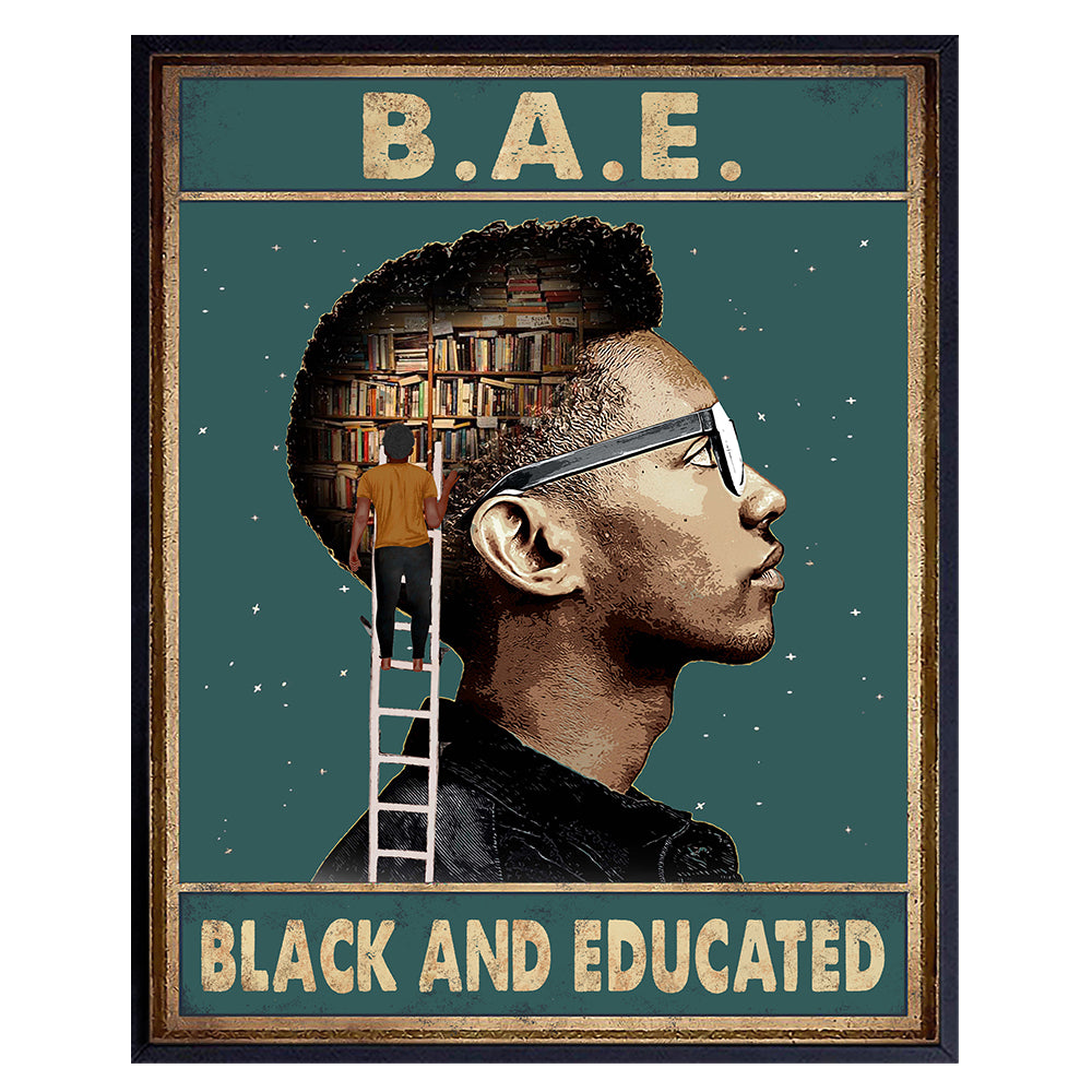African American Wall Art Classroom Decor - Black Art - Inspirational Wall Decor - African American Boys, Men - Motivational Posters - Positive Quotes Wall Decor - Reading Wall Decor - Black Pride