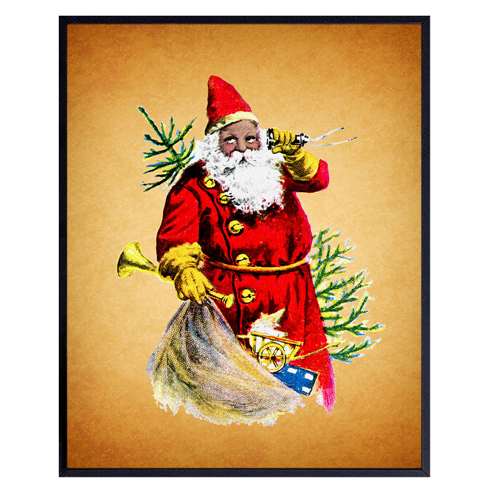 African American Santa Clause - Black Wall Art - Vintage Rustic Christmas Decor - Xmas Decorations - African American Art - Holiday Decorations - Black History Picture Print