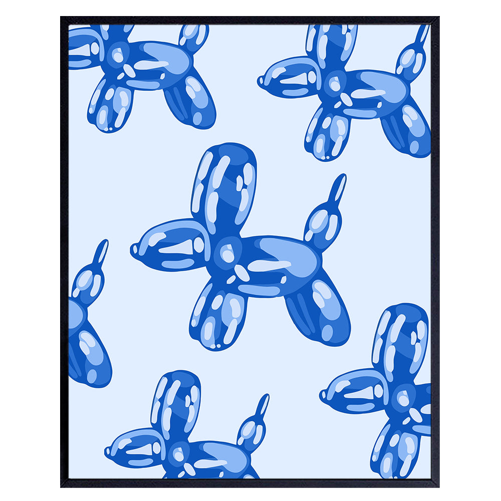 Pop art Balloon Dog Wall Art - Aesthetic Contemporary art - Preppy Room Decor - Blue VSCO Retro art Bedroom Decor - Trendy Modern art Poster - Woman Teen Girl Dorm Room Decor - Yellowbird Art &amp; Design