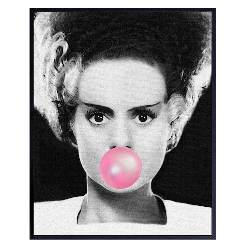 Bride of Frankenstein Poster - 8x10 Horror Movie Posters - Vintage Hollywood Movie Wall Art Decor Photo Print- Bubble Gum - Funny Wall Decor for Women - Humorous Frankenstein Gifts