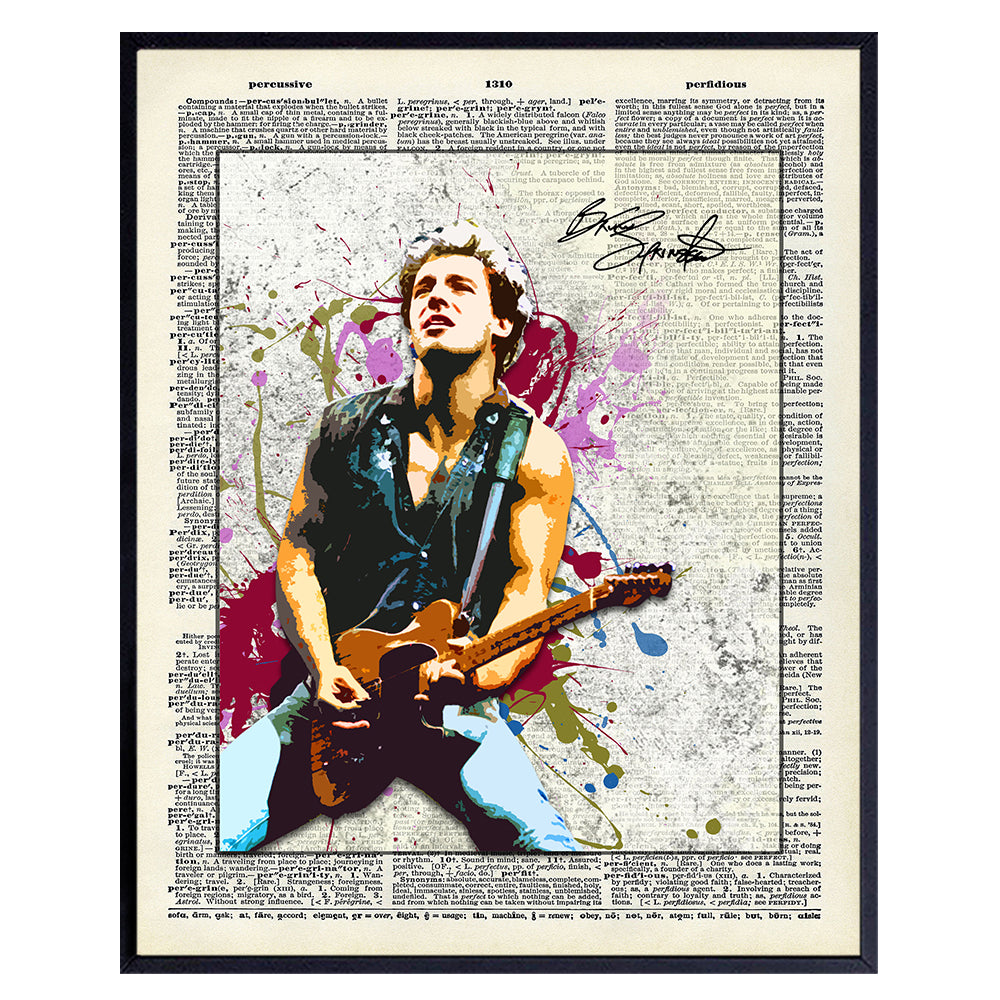 Bruce Dictionary Art Print - Vintage Upcycled Wall Art Poster - Gift for Musicians, E Street Band and 80&