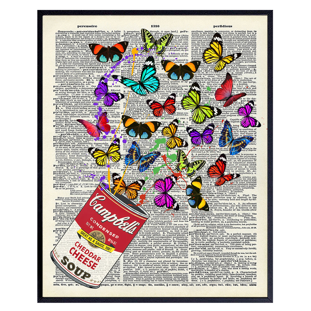 Pop art &amp; Decor Style - Soup Can Poster, 8x10 - Contemporary art Modern art - Graffiti Wall Decor for Home, Apartment - Unique Butterflies, Butterfly Urban Wall Art