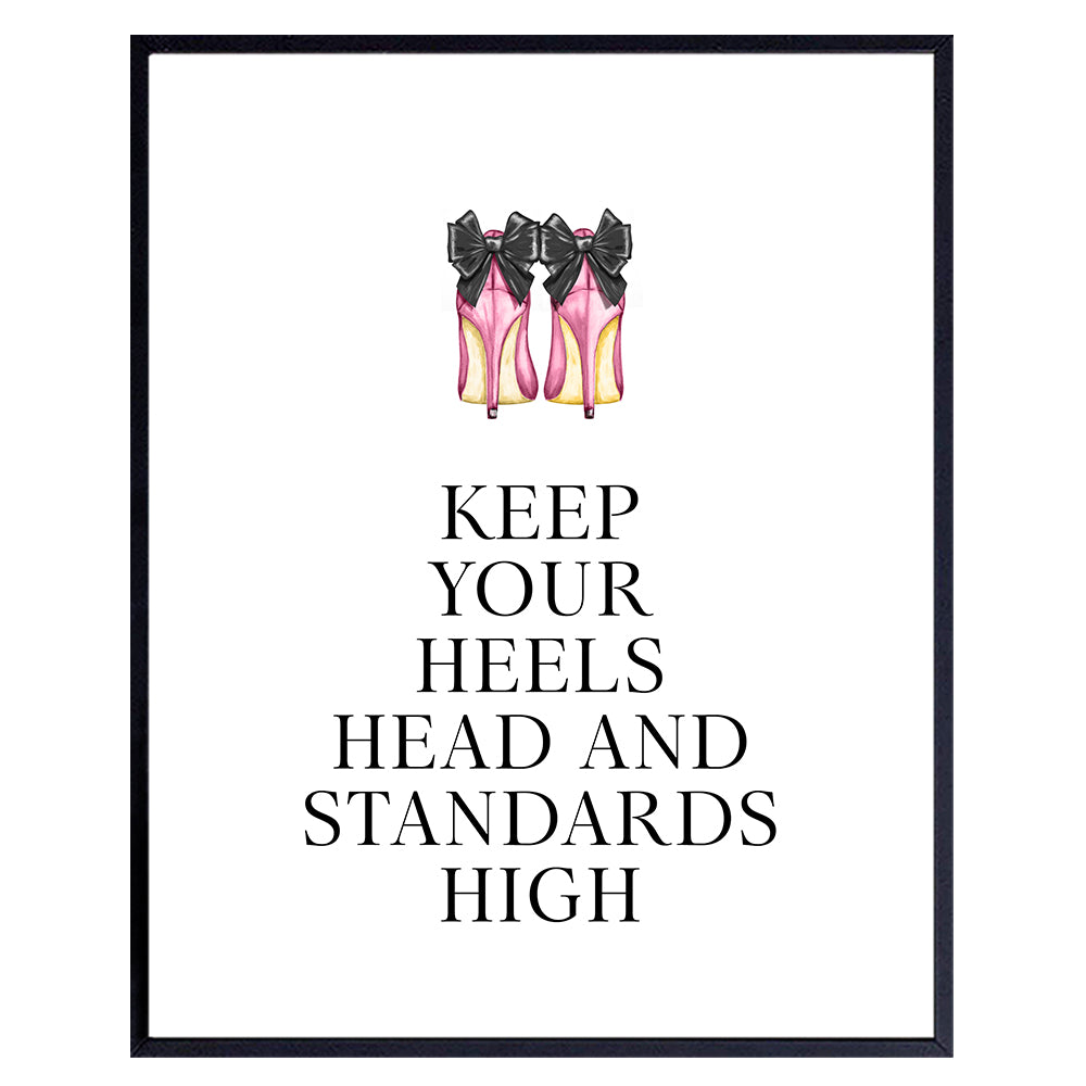 Designer Shoes Inspirational Quote Wall Art Glam Wall Decor Motivational Gift for Women Fashion design Haute couture Fashionista Luxury Room decoration for Bathroom Living room Girl Teens Bedroom