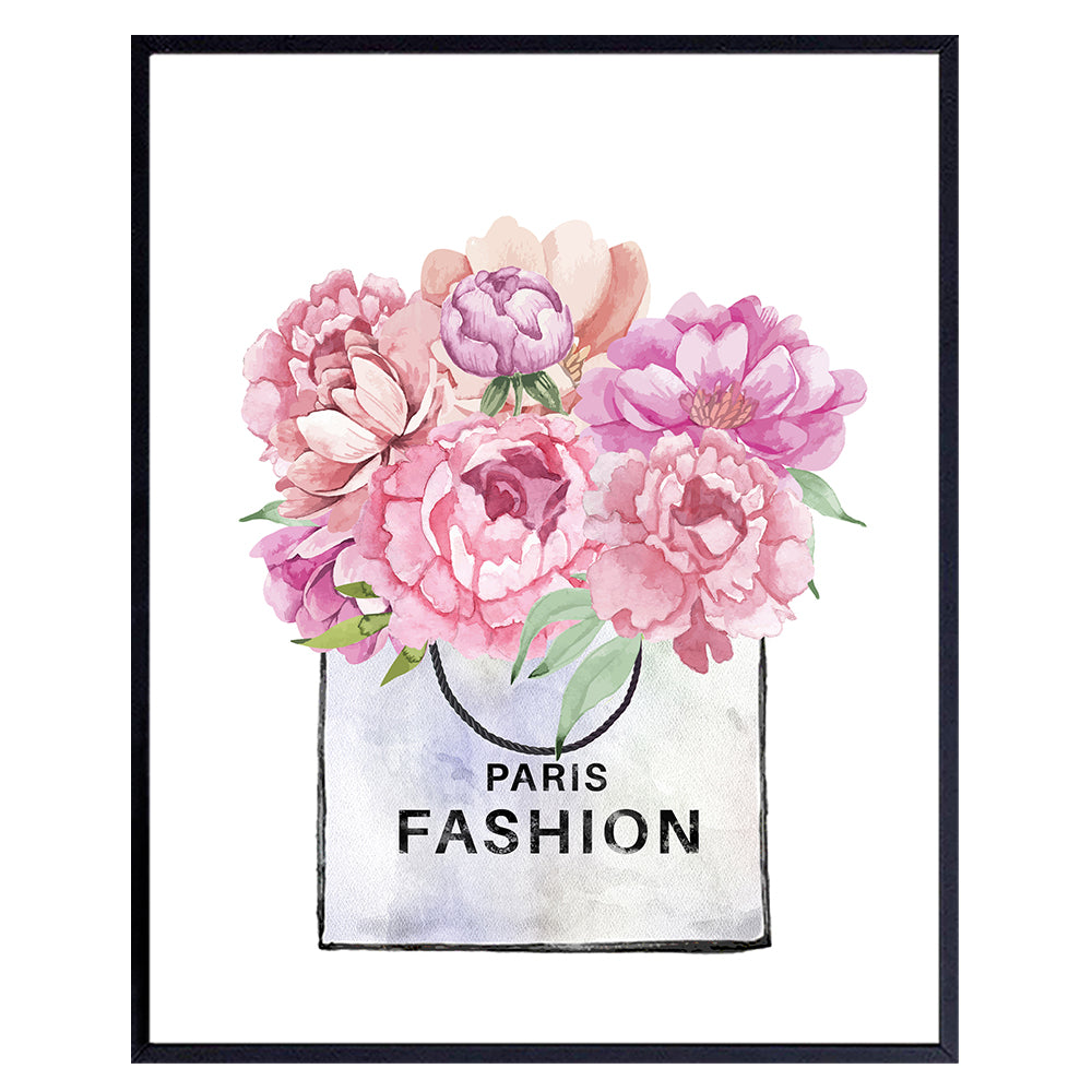 Luxury Fashion Design Wall Art &amp; Decor - Glamour Glam Wall Decor - Girls Room Teens Bedroom Apartment Living room Poster - Fashionista Women Woman Gift - Pink Haute couture Designer Home decoration