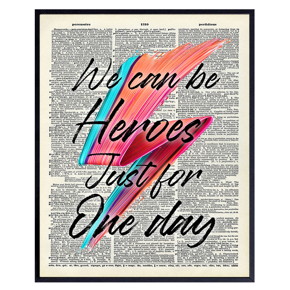 David Bowie Lyrics Upcycled Dictionary Wall Art Decor Print - 8x10 Home Decoration Poster for Bedroom, Game Room, Man Cave - Gift for Ziggy Stardust, 60&