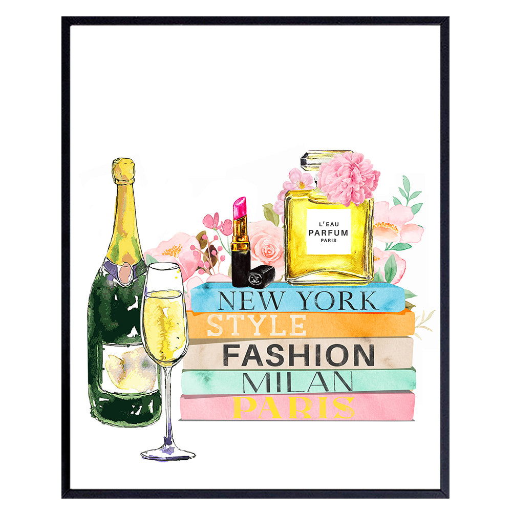Fashion Wall Art &amp; Decor - Glam Wall Decor - Perfume Bottle - High Fashion design Wall Art - Luxury Haute couture Poster - Gift for Fashionista Woman - Girls Room, Teens Bedroom decoration Picture