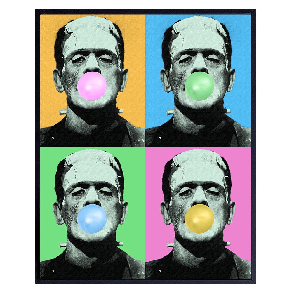 Frankenstein Horror Movie Wall Art &amp; Decor - Vintage Scary Movie Poster Picture Print - Hollywood Monster Movie - Goth, Gothic Gifts - Mary Shelley - Funny Retro Photo - Man Cave, Men, Teens Bedroom