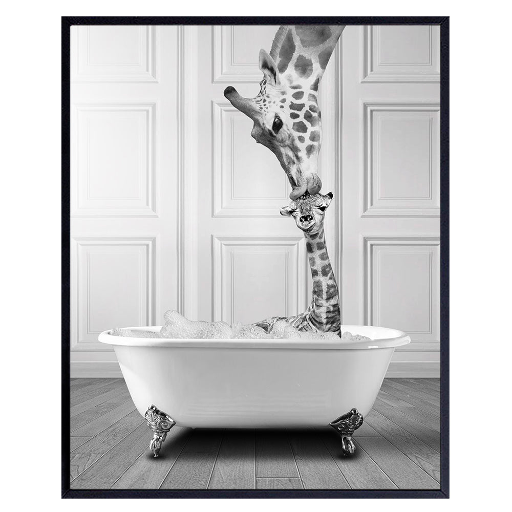 Bathroom Wall Decor - Giraffe Decor - Giraffe Wall Art - Bathroom Pictures - Funny Bathroom Decor - Cute Bathroom Accessories - Bathroom Poster Prints - Bath Wall Decor - Guest Bathroom - Powder Room