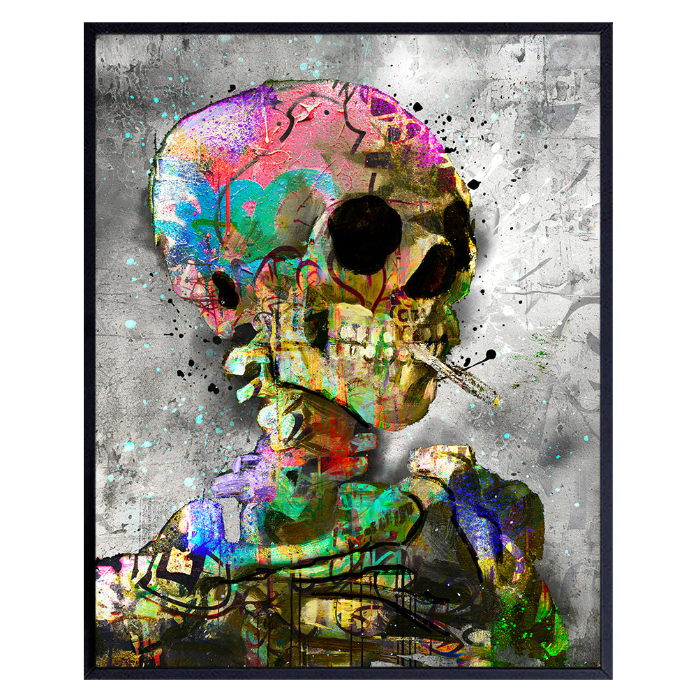 Graffiti Van Gogh Wall Art - Banksy Wall Art - Dorm Room Poster - Graffiti Wall Art - Cool Wall Decor - Trendy Room Decor Aesthetic - Funky Wall Art &amp; Decor - Modern art - Skeleton Stoner Room Decor