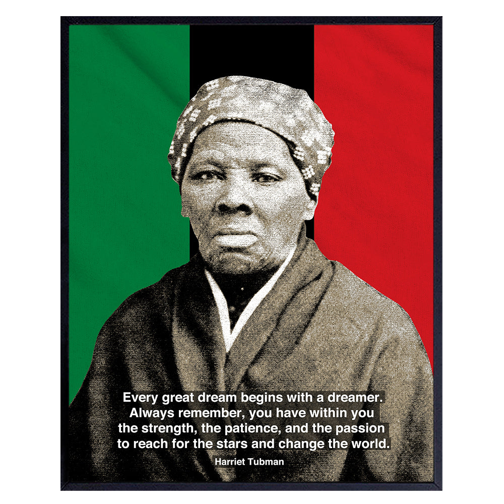 Harriet Tubman Quote, African American Flag, Black History Month Wall Art - 8x10 Home Decor Poster Print, Wall or Classroom Decoration - Gift for Teacher, Civil Rights Fan - Unframed Photo Picture