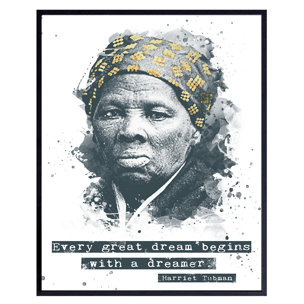 Harriet Tubman Quote - African American Wall Art Print - 8x10 Picture Poster - Motivational Gift for School Teacher, Classroom, Black History Month - Inspirational Room Decor, Home Decoration Photo