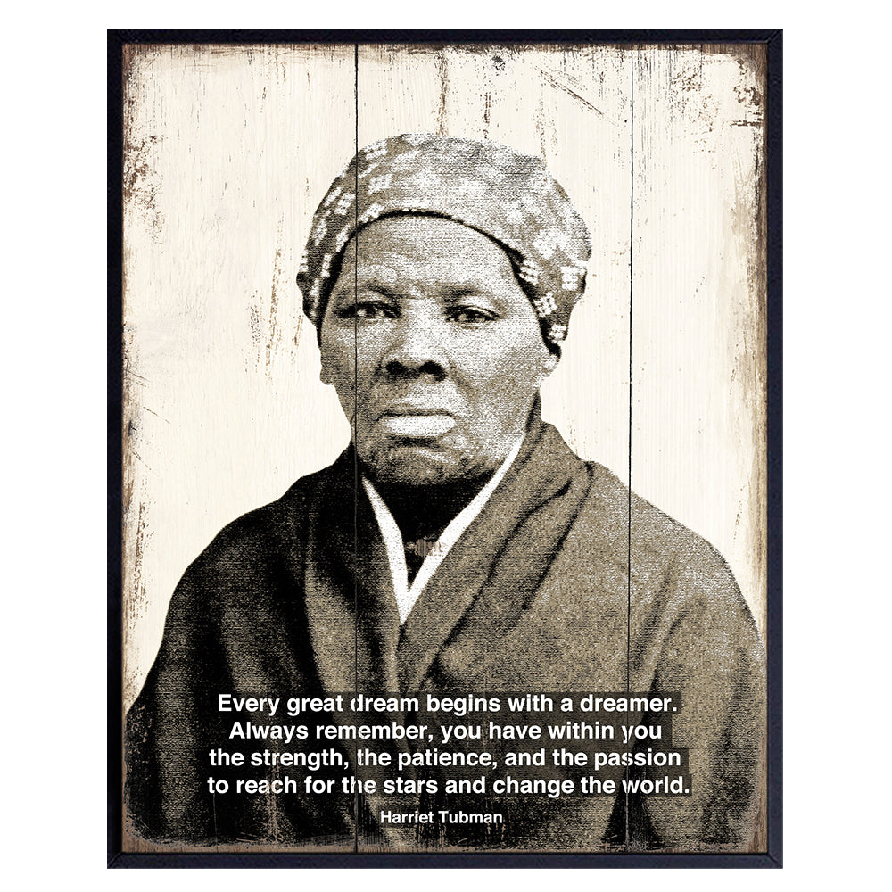 Harriet Tubman African American Wall Art Decor Print - Motivational Quote Home or Office Decoration - Inspirational Gift for Entrepreneur, Classroom, Black Civil Rights Teacher - 8x10 Poster Photo