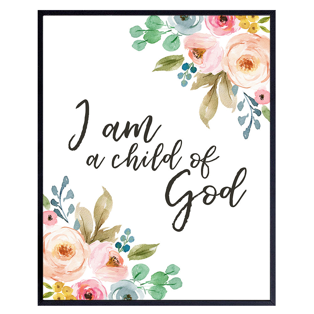 Child of God - Bible Verse Wall Art - Childrens Religious Wall Decor - Christian Gifts for Women - Scripture Wall Decor for Kids Bedroom, Girls, Boys Room - Inspirational Quotes Wall Art
