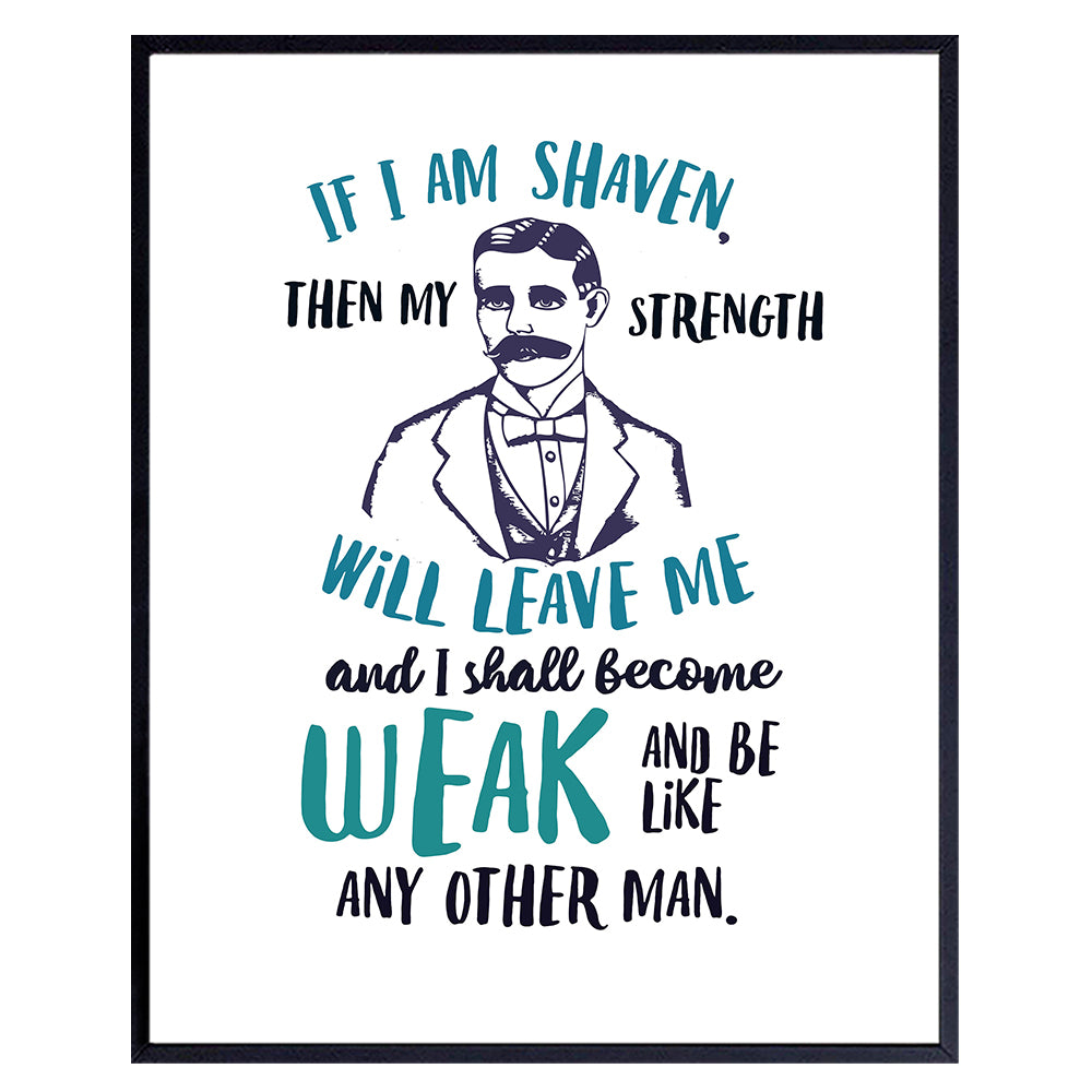 Manly Bathroom Decor Art Print - Typography Wall Art Poster - Unique Funny Home Decoration for Bath - Gift for Men with Beards - 8x10 Photo Unframed