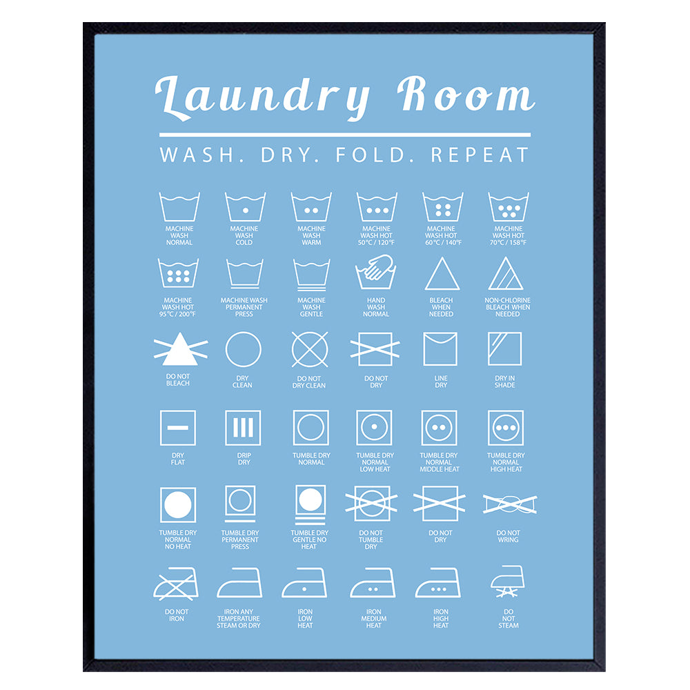 Laundry Room Wall Art Decor, 8x10 Poster Print - Unique Contemporary, Modern Home Decoration - Makes a Great Affordable Housewarming Gift - 8x10 Photo- Unframed - Teal Blue