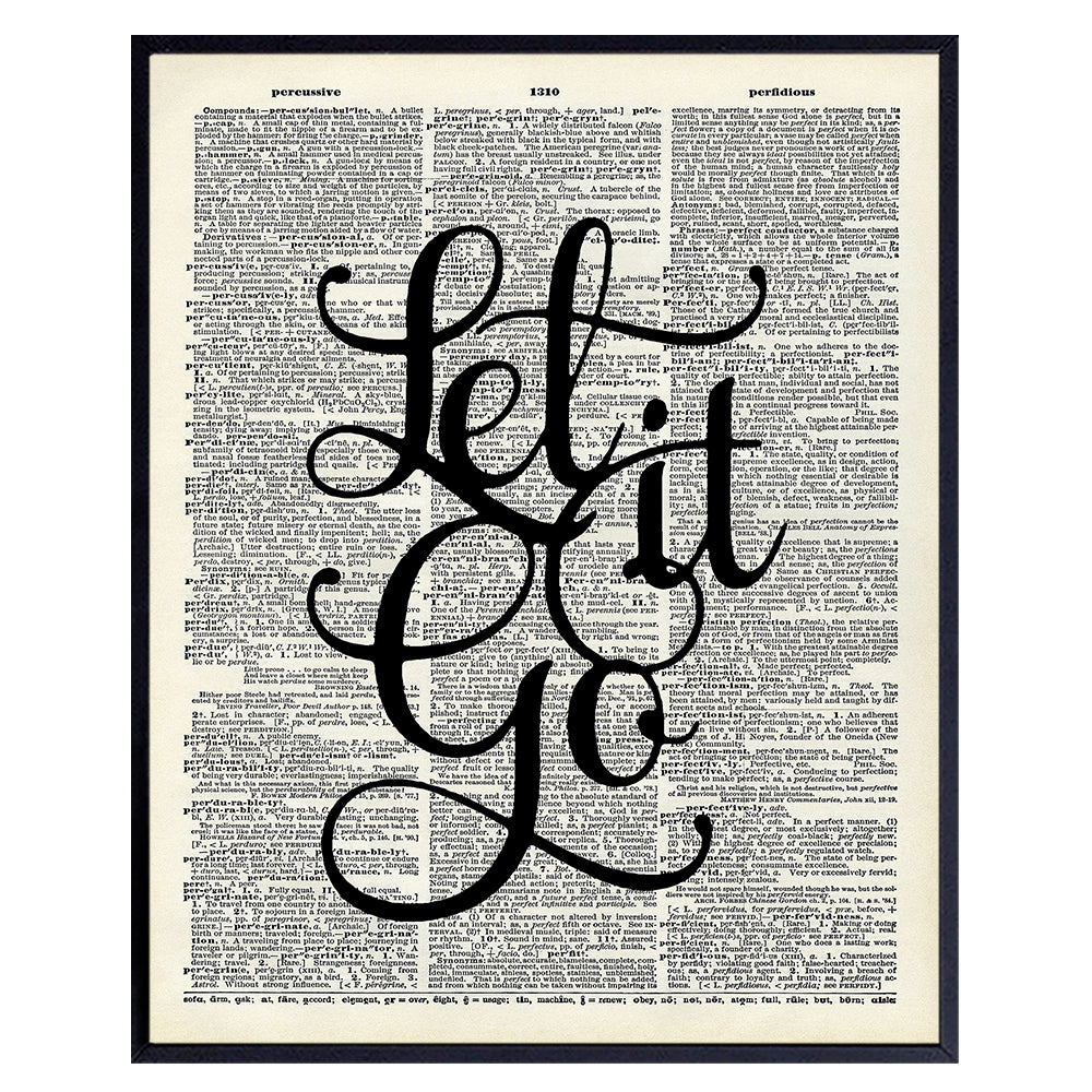 Inspirational Quote, Dictionary Wall Art - 8x10 Let It Go Motivational Poster for Boys, Girls, Kids Bedroom, Office, Home, Apartment, Meditation Room, Yoga Studio - Unique Spiritual Gift for Buddhist