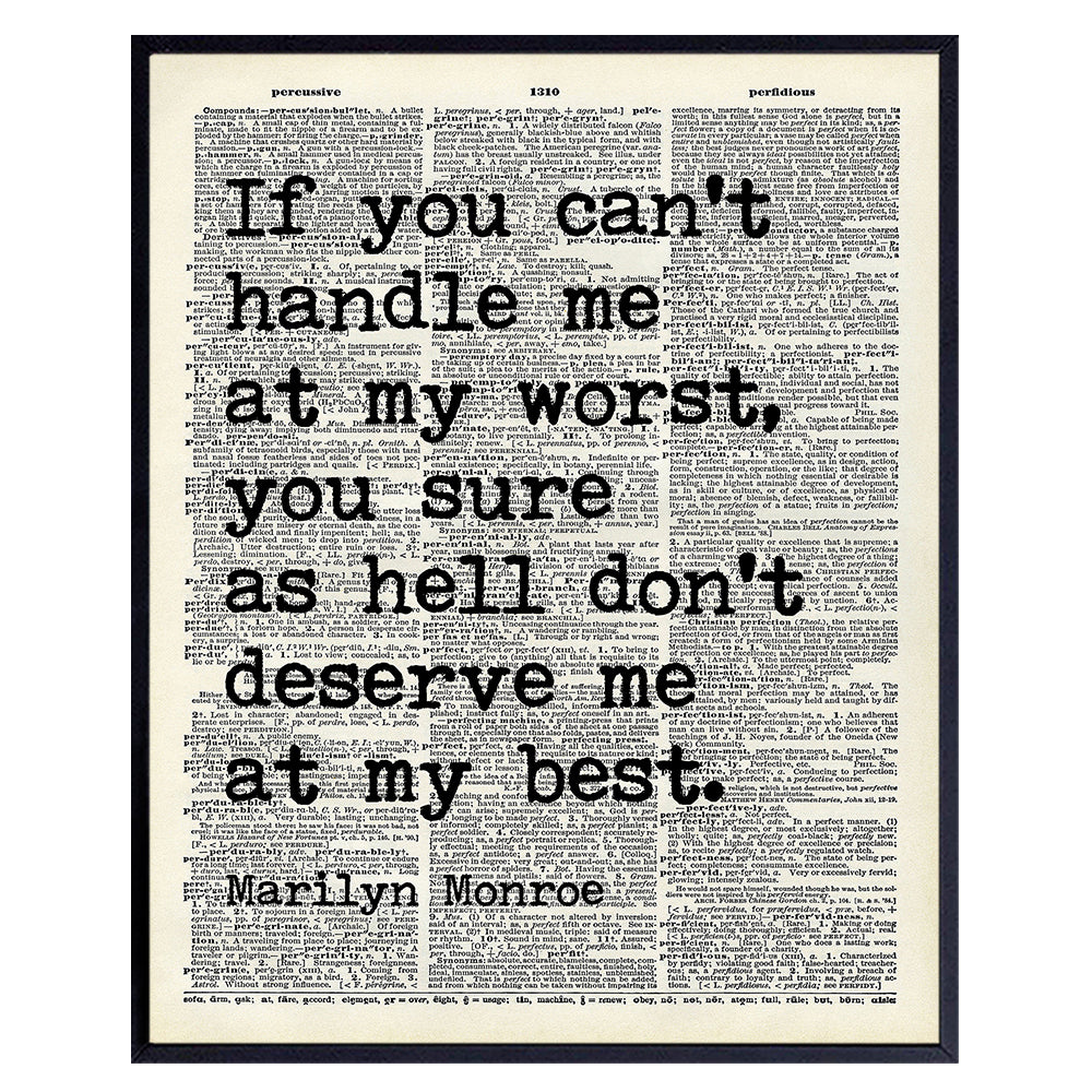 Marilyn Monroe Poster - 8x10 Upcycled Dictionary Art - Home Theater Decor, Wall Decoration - Funny Quote - Gift for Women, Woman - Unframed Print