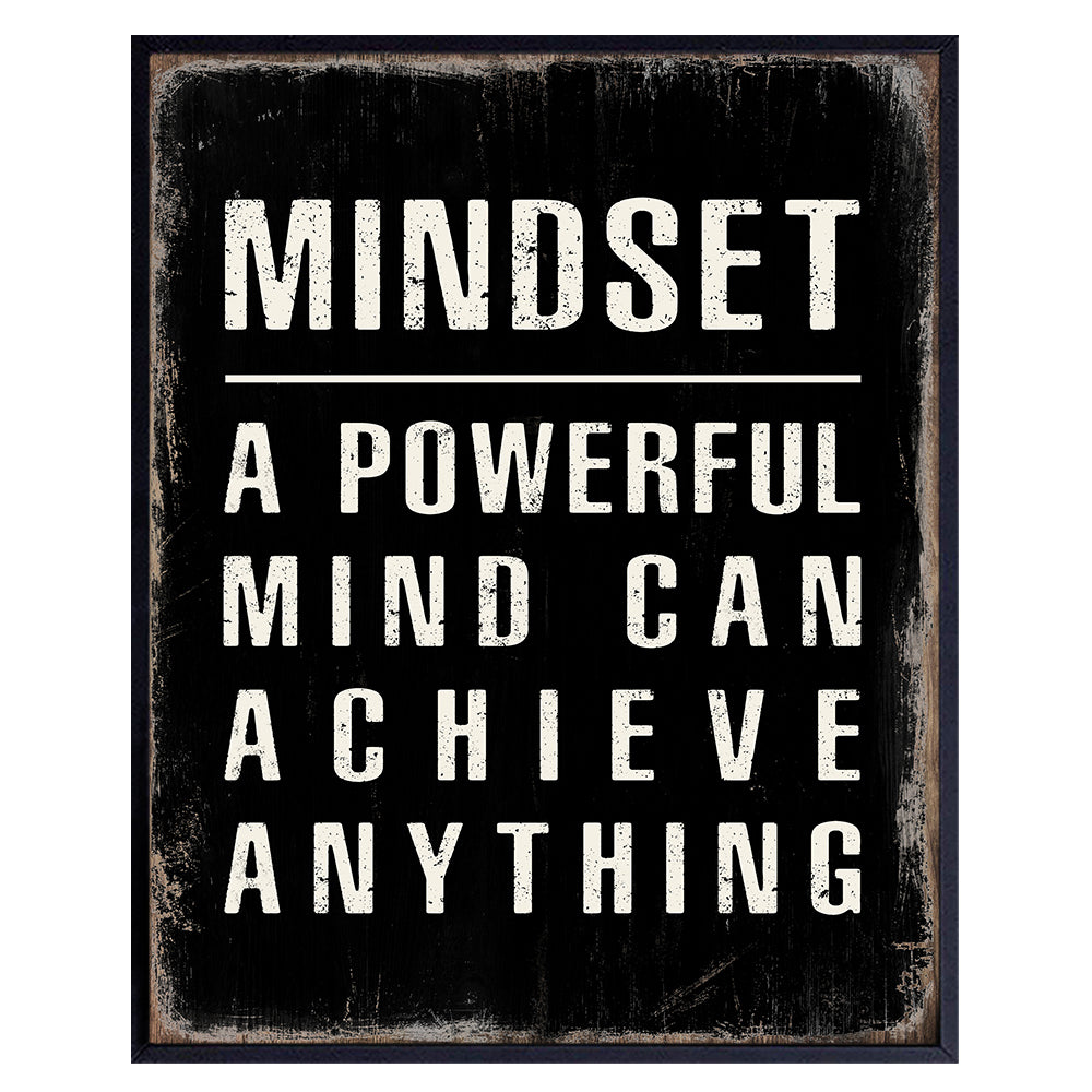 Positive Quotes Motivational Wall Art &amp; Decor - Mindset Is Everything - Encouragement Gifts - Home Office Decor - Growth Mindset Posters for Classroom - Inspirational Sayings for Women, Men