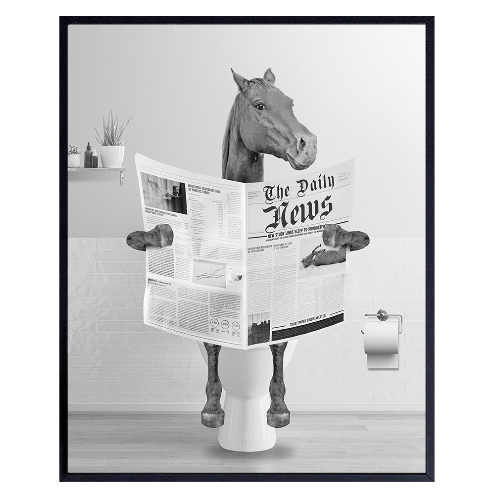 Farmhouse Bathroom Wall Art &amp; Decor - Horse Wall Art - Country Bathroom Decorations Accessories - Cute Funny Bathroom Wall Art for Men Women Kids - Bath Wall Art - Restroom Sign - Powder room Picture