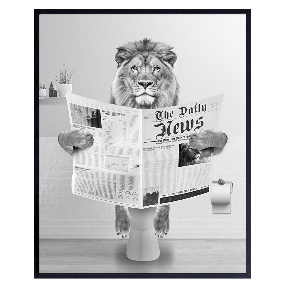 Kids Bathroom Pictures - Boys Bathroom Decor for Men - Lion Wall Art - Big Cat Wall Decor - Funny Bathroom Decor - Gray Bathroom Decor - small Bathroom Decor - Cute Bathroom Yellowbird Art &amp; Design