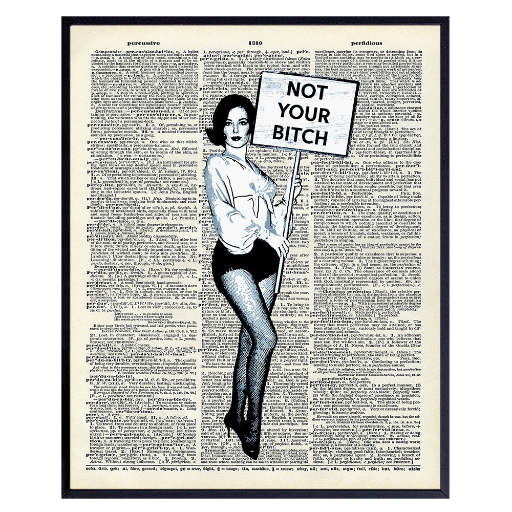 Feminist Wall Decor - Upcycled Dictionary Art for Women - 8x10 Vintage Photograph, Photo - Great Gift or Room Decor for Women, Dorm, Living Room Wall Art - Unframed Poster Print - Not Your Bitch