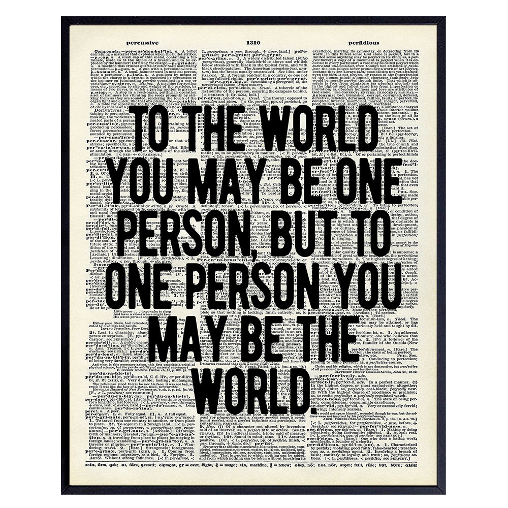 Inspirational Quote Dictionary Wall Decor - Sentimental Upcycled Room Decoration Picture Poster for Home, Office, Apartment, Bedroom, Bathroom - Teachers, Anniversary, Fathers or Mothers Day Gift
