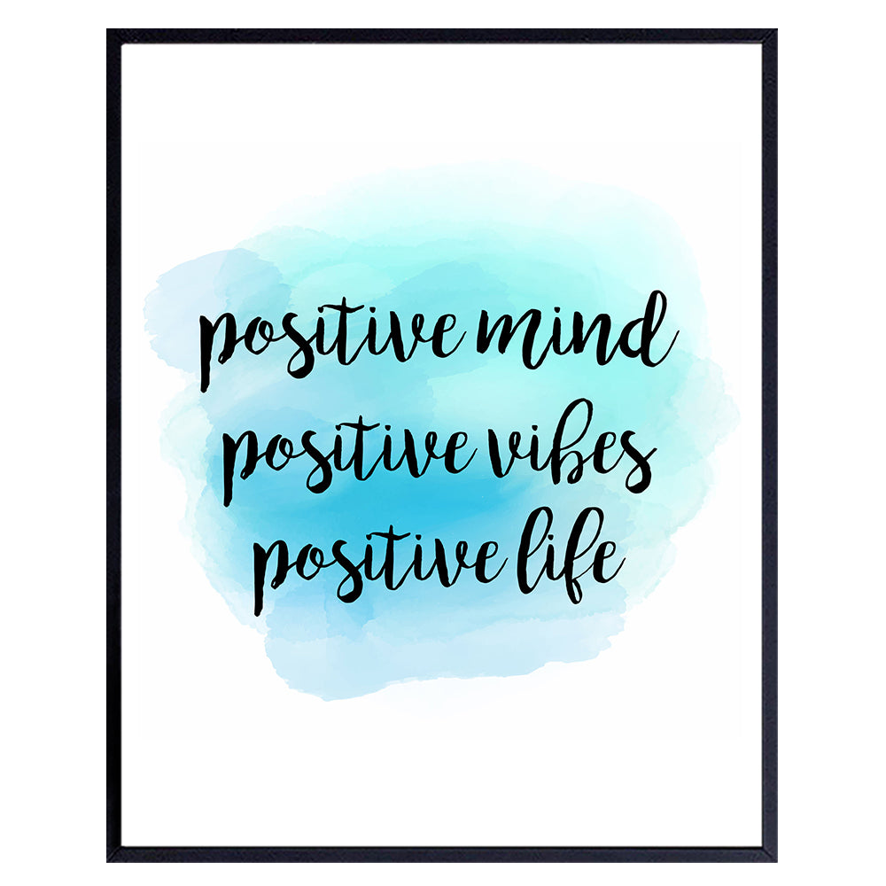 Positive Mind Unframed Wall Art Print - Watercolor Typography - Makes a Great Gift for Home Decor - Inspirational and Motivational - Ready to Frame (8x10) Photo