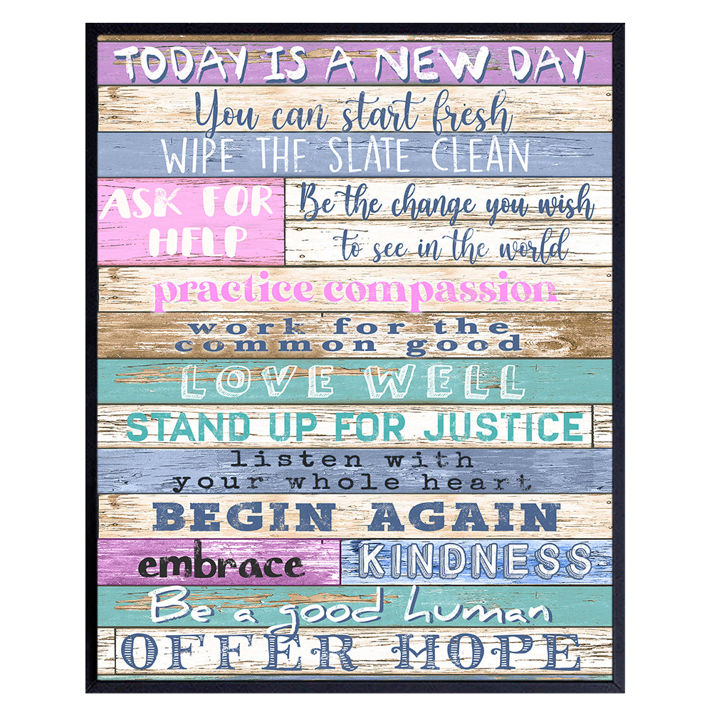 Positive Quotes Wall Decor - Plaque Sign - Inspirational Quotes Wall Art - Encouragement Gift for Women - Boho Rustic Farmhouse Decoration for Home, Office, Living Room, Bedroom, Bathroom - Unframed