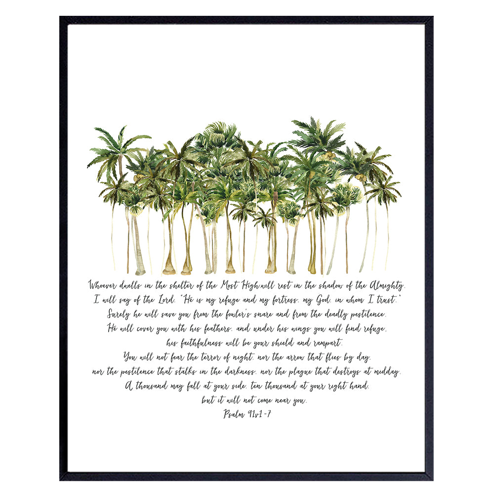 Psalm 91 Wall Art &amp; Decor - LARGE 11X14 - Christian Gifts for Women, Men - Religious Wall Decor He Will Cover You With His Feathers - Holy Scriptures Bible Verse Decor - Spiritual, Inspirational Decor