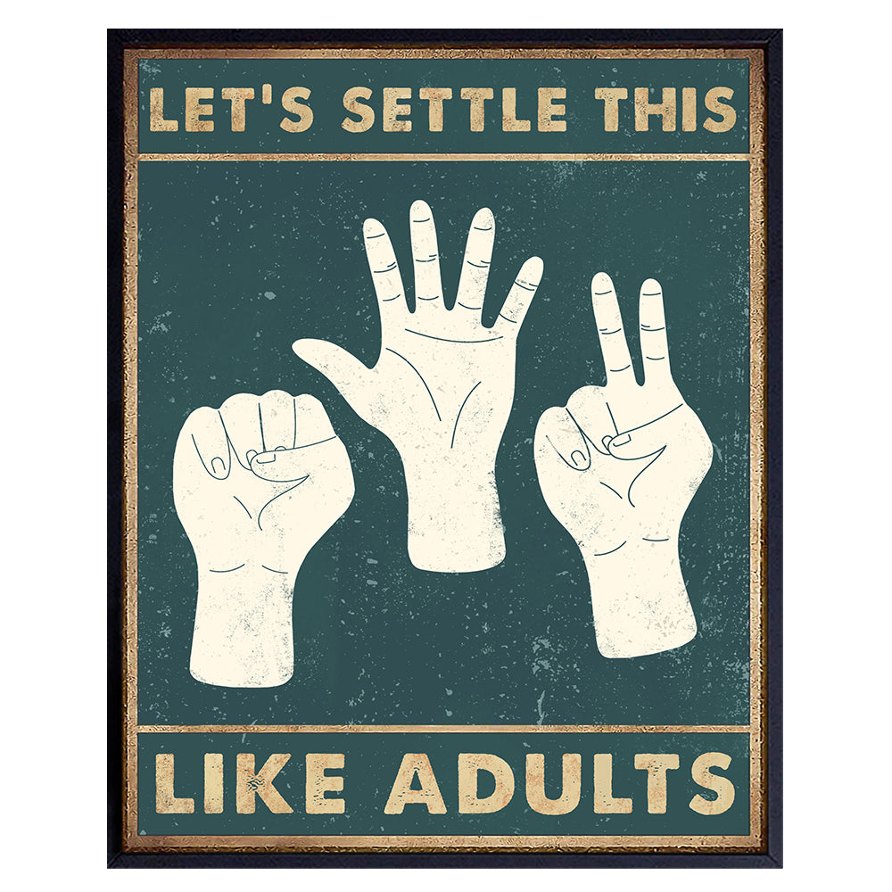 funny Wall Decor for Home - Rock Paper Scissors funny Quotes Wall Art - Yellowbird Art &amp; Design - funny Office Decor - Humorous Wall Art for Kids, Women, Men - Silly Wall Art for Bedroom, Living room