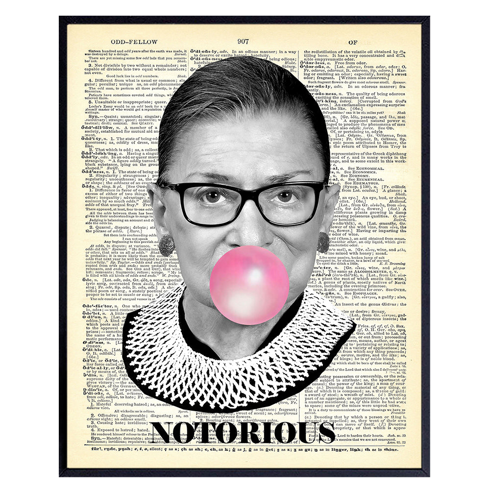 Ruth Bader Ginsburg Wall Art Print - Notorious RBG Dictionary Photo - Ready to Frame (8X10) Vintage Photo - Great Home Decor or Gift For Lawyers or Attorneys - Ruth Bader Ginsburg