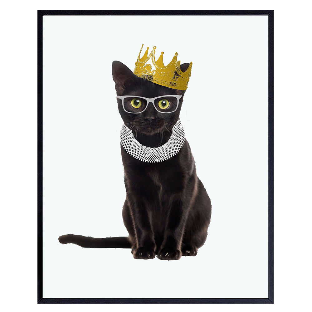 Ruth Bader Ginsburg Cat Wall Art Print - Chic Funny Notorious RBG Home Decor for Bedroom, Living Room, Den, Office - Perfect Gift for Democrats, Liberals and Feminists - 8X110 Photo - Unframed