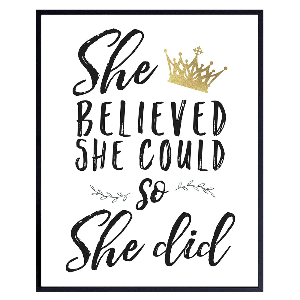 She Believed She Could So She Did Wall Art - Women&