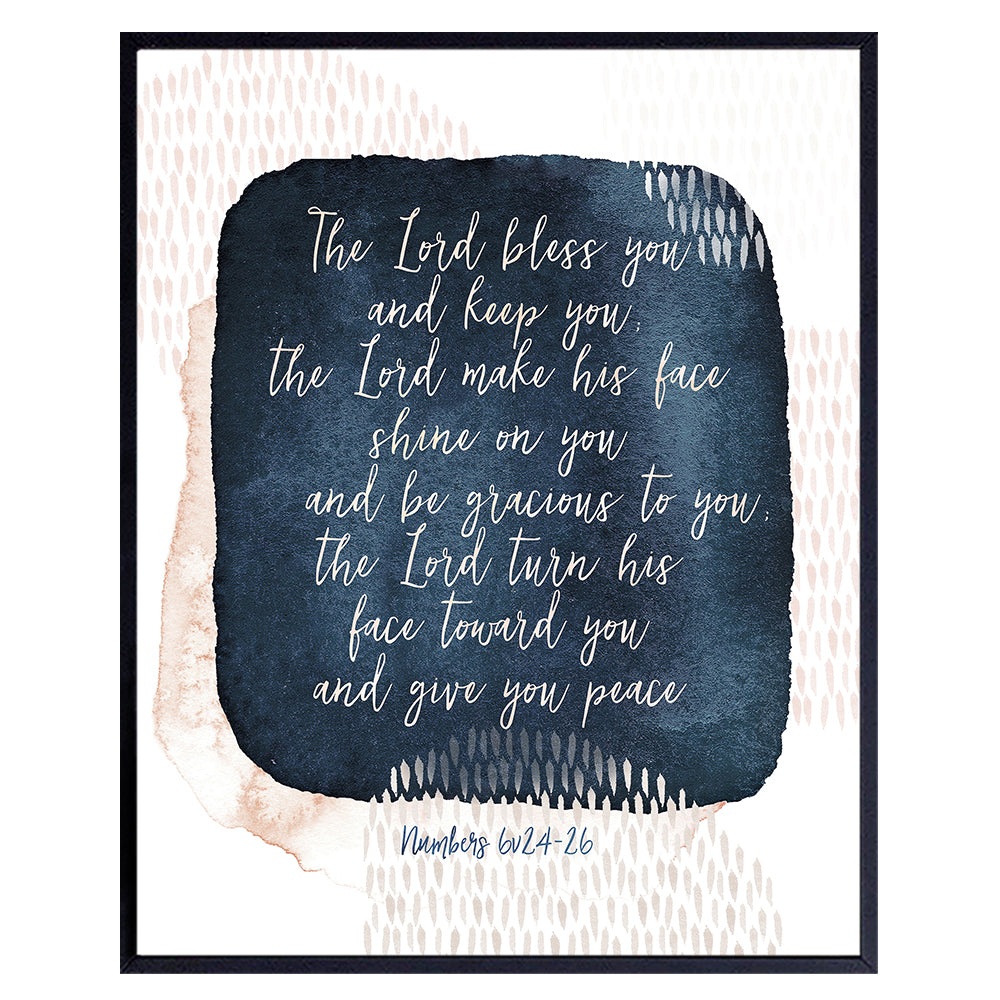 May The Lord Bless You and Keep You - Abstract Bible Verse Wall Art - Bible Study - Religious Wall Decor - Scripture Bible Verse Art -Christian Gifts for Men, Women - Blessed Wall Decor - God Decor