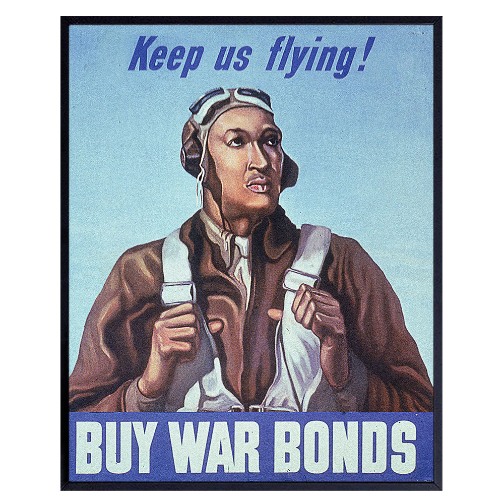 African American Tuskegee Airmen WWll Poster - 8x10 Wall Art Print, Home Decor, Room Decoration - Gift for US Air Force Military Veteran, Vet, Servicemen, Pilot, Black History Month - Unframed