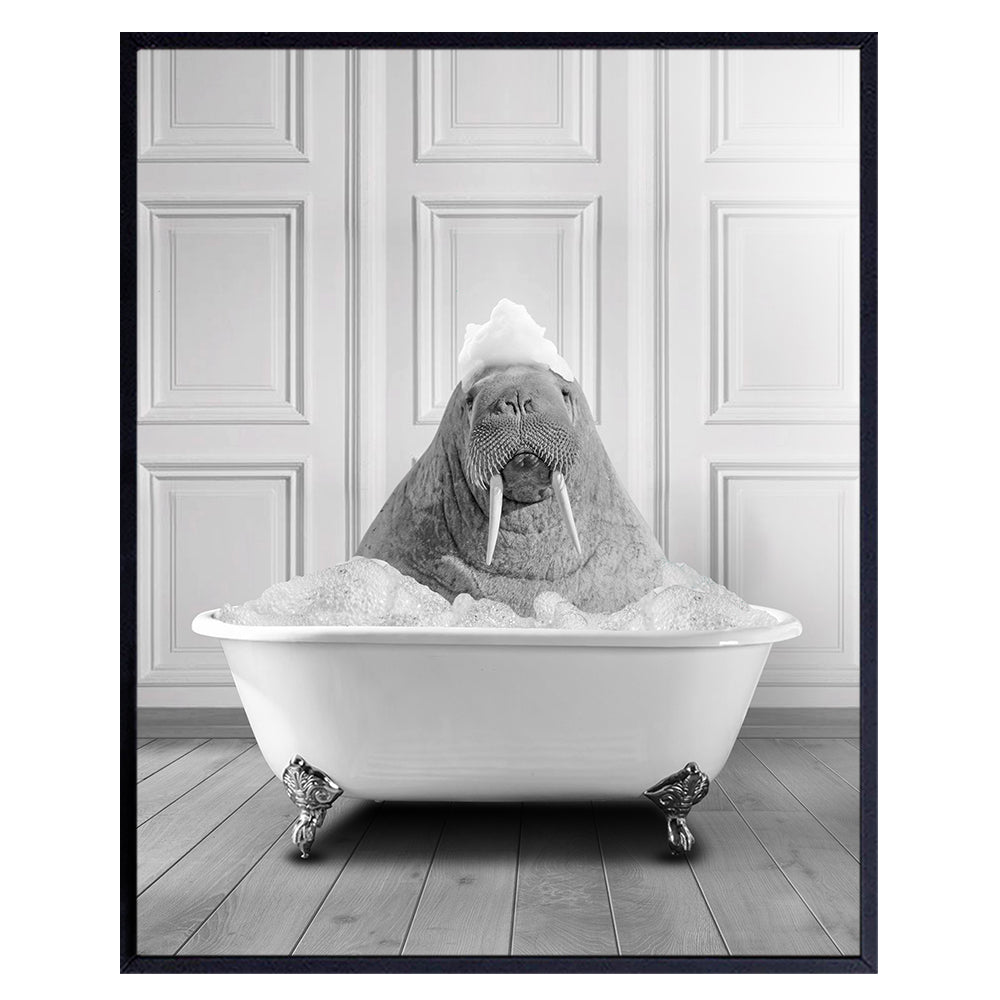 Coastal Bathroom Wall Art &amp; Decor - Bathtub Wall Art - Sea Animal Beach Bathroom Decor - Bathroom Pictures - Funny Bathroom Decor - Bath Wall Decor - Restroom Sign - Cute Unique Guest Bathroom Poster