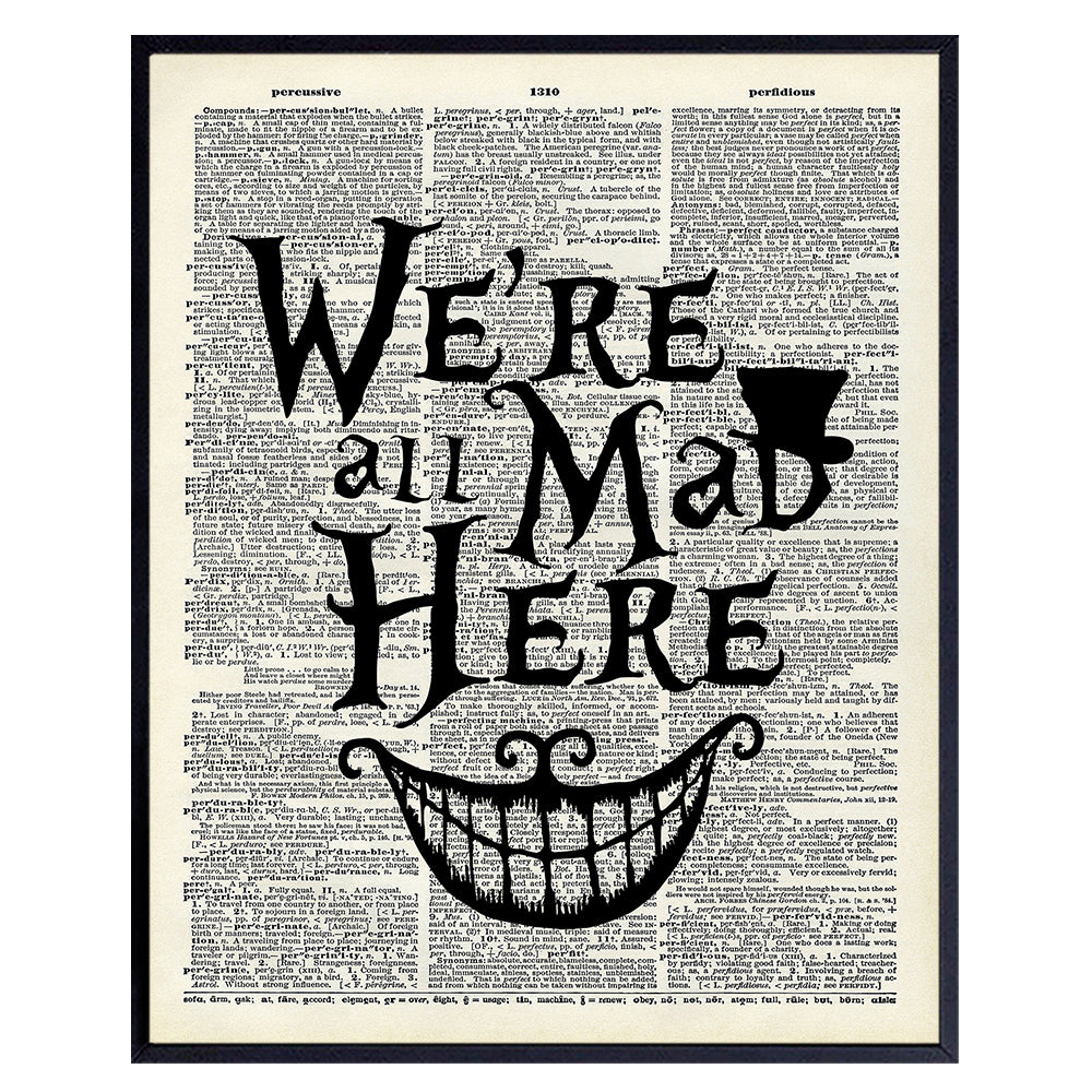 Alice Wonderland Dictionary Art print, Poster - Upcycled Wall Art Home Decor - Gift for Walt World, Fans - Unique Room decoration for Girl, Boy, Kids Bedroom - 8x10 Photo
